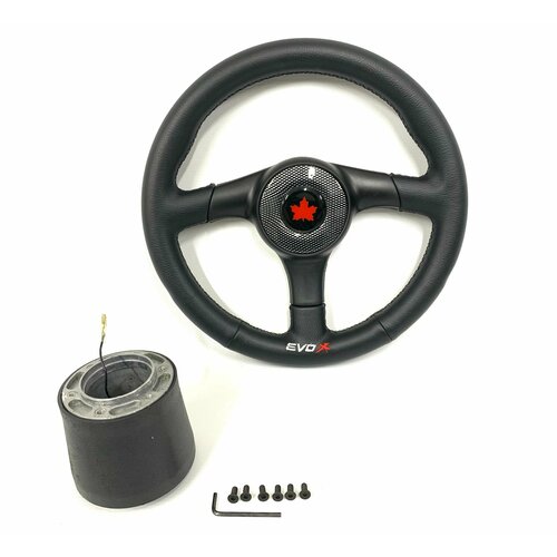 Спортивный руль 5155+PVC+ черный с адаптером на ВАЗ 2101,2102,2103,2104,2105,2106,2107