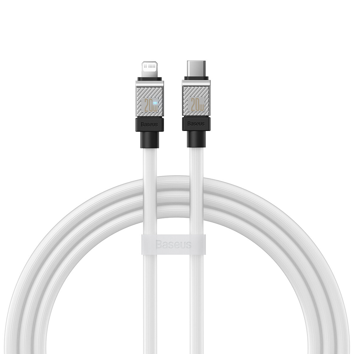 Кабель для передачи данных / быстрой зарядки/Baseus High Density Braided Fast Charging Data Cable Type-C to iP PD 20W 1m White — фото 12