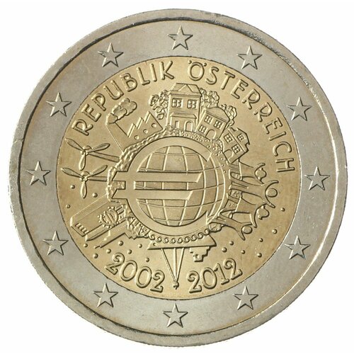 Австрия 2 евро 2012 10 лет наличному обращению евро монета 2 евро 10 лет наличному обращению евро словения 2012 г в unc