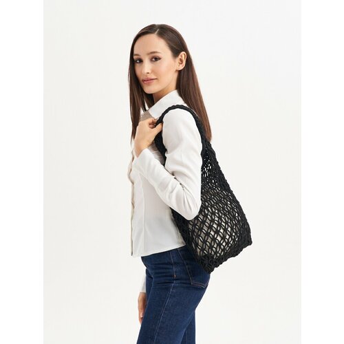 фото Сумка авоська jane's story 124325, фактура вязаная, черный
