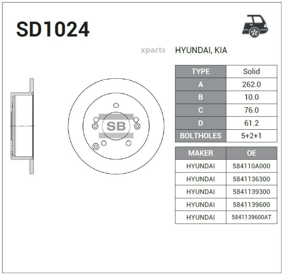 Диск Тормозной Sangsin brake арт. sd1024