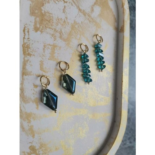 Серьги конго , золотой, бирюзовый