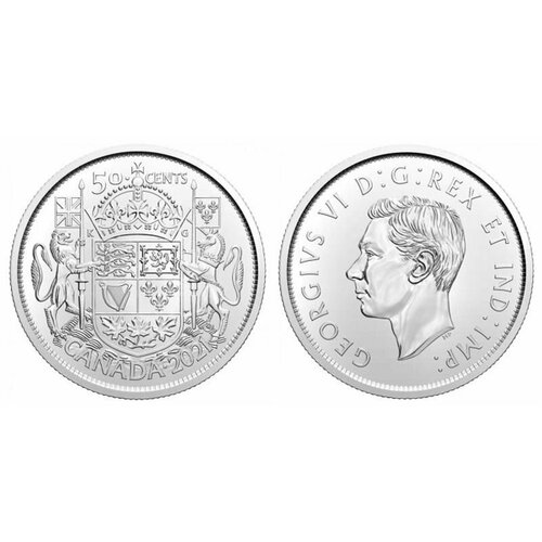 Канада 50 центов, 2021 100 лет Канадскому гербу UNC