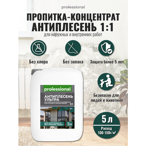 Средство от плесени антиплесень ультра 5л PROFESSIONAL антисептическая пропитка-концентрат 1:1