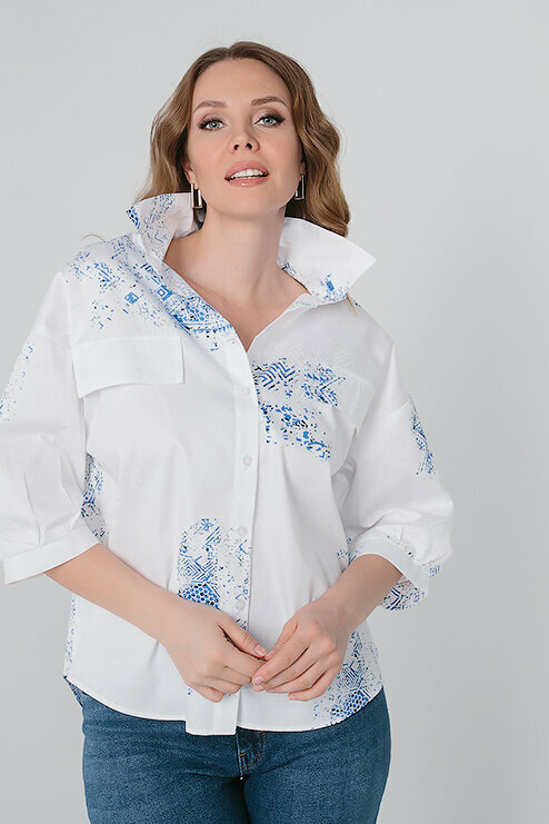 Рубашка  meera mi, размер 50-52, белый, голубой