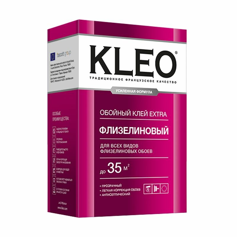 Клей для обоев KLEO EXTRA 35 для всех видов флизелиновых обоев, виниловых обоев на флизелиновой основе и малярного флизелина, сыпучий 240 гр