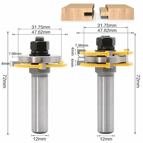 Набор фрез паз-шип Хвостовик 12 мм 2000₽