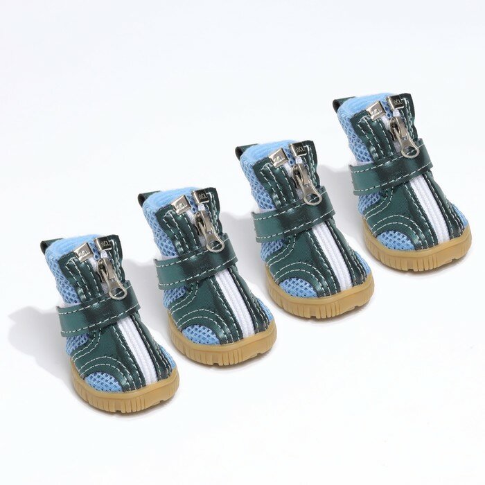 Ботинки для питомца КНР "Мото", 4 шт, 1 размер, 4х3 см, синие
