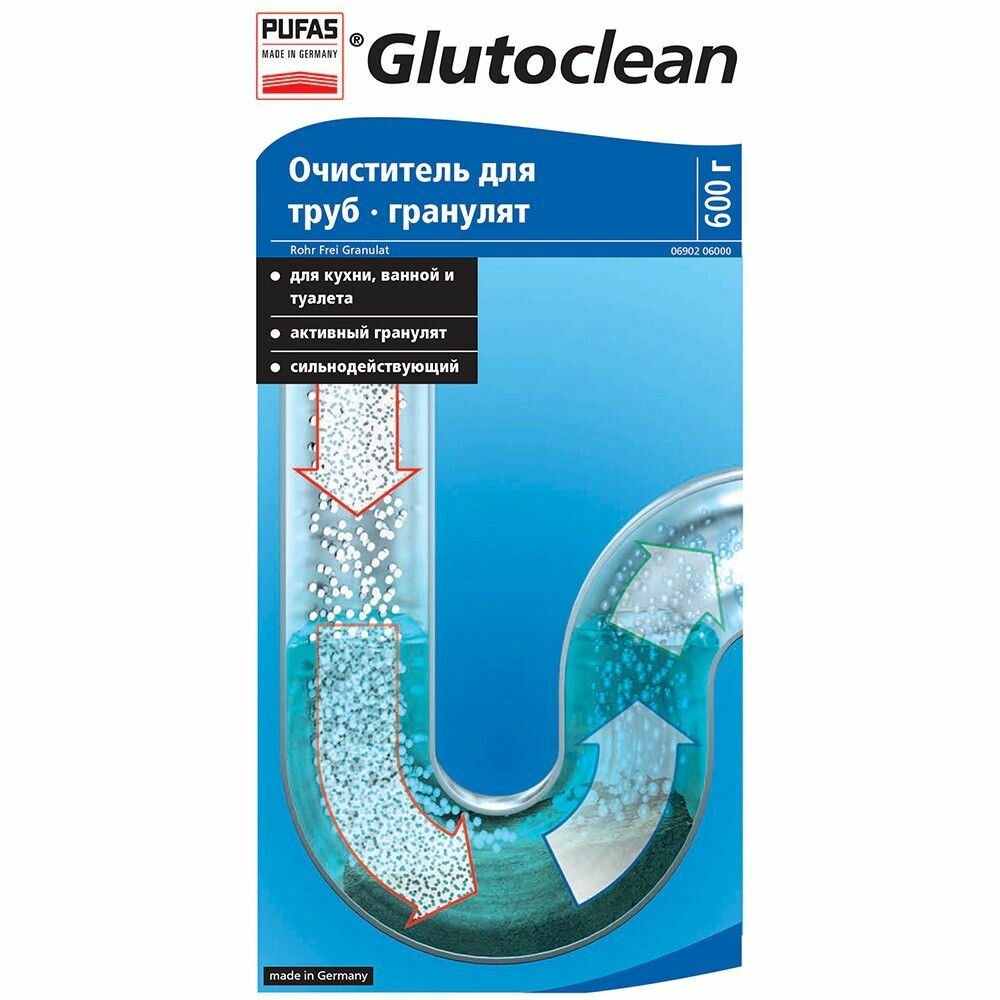 Очиститель для труб Glutoclean, 1 л, 0.6 г - фотография № 6