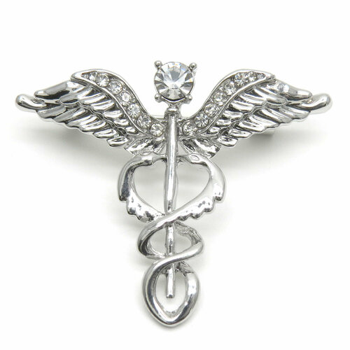 Брошь Blucome, стразы, серебряный