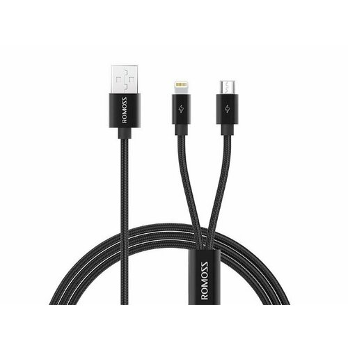 Кабель питания Romoss USB - Micro USB-Lightning (150 см) черный кабель питания romoss usb type c lightning 150 см черный