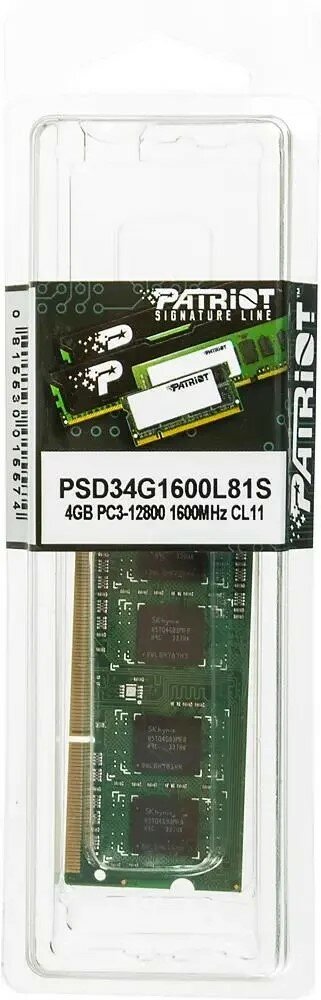 Память DDR3L 4Gb 1600MHz Patriot RTL PC3-12800 CL11 SO-DIMM 204-pin 1.35В dual rank - фото №12