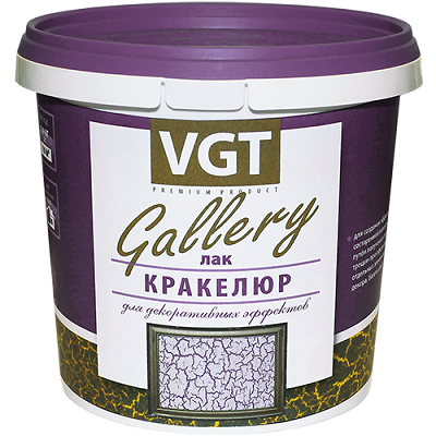 Лак Кракелюр VGT Gallery 0.9кг для Создания Трещин, как Промежуточное Покрытие, Бесцветный / ВГТ Кракелюр.