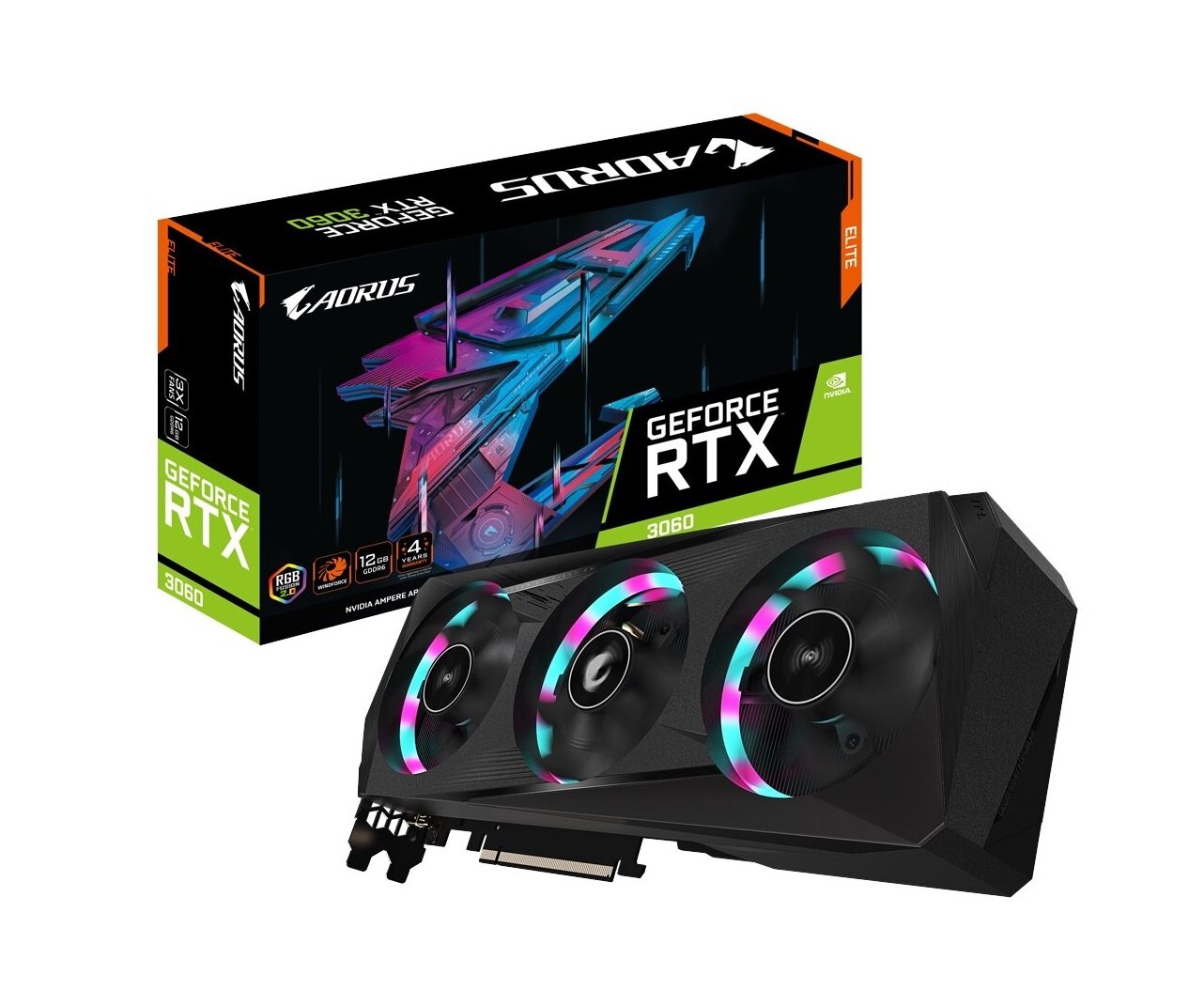 Видеокарта GIGABYTE AORUS GeForce RTX 3060 ELITE 12G (GV-N3060AORUS E-12GD rev 10)