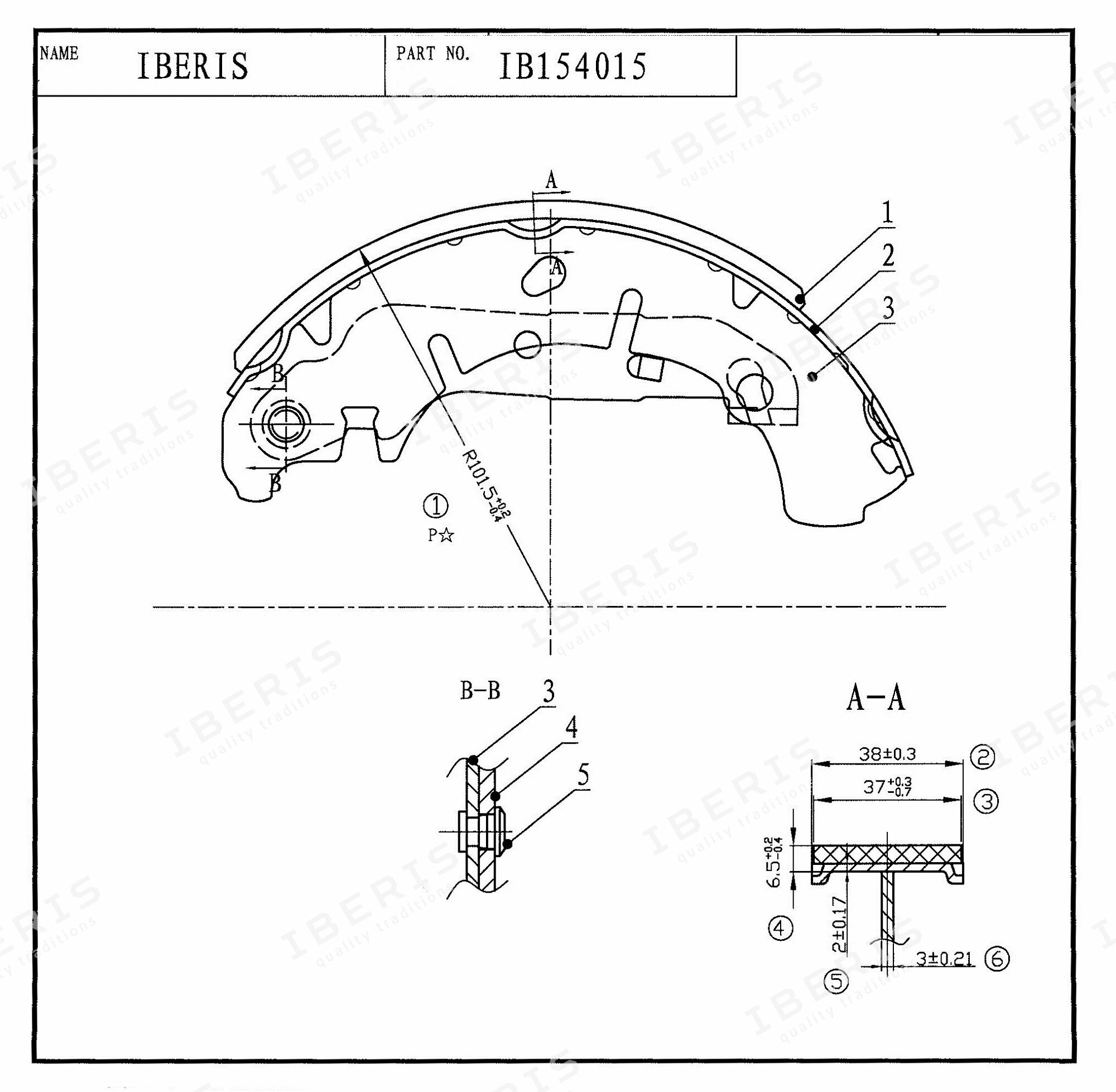 IBERIS колодки тормозные барабанные комплект ford fiesta iv (ja_ jb_) fusion (ju_) ib154015 (OEM 1236882)