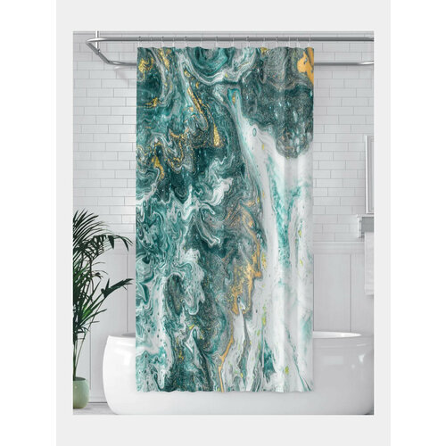 Штора для ванной с кольцами Цвет Бирюзовый 3449₽