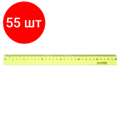 Комплект 55 штук, Линейка 30см Attache Bright Colours желтая