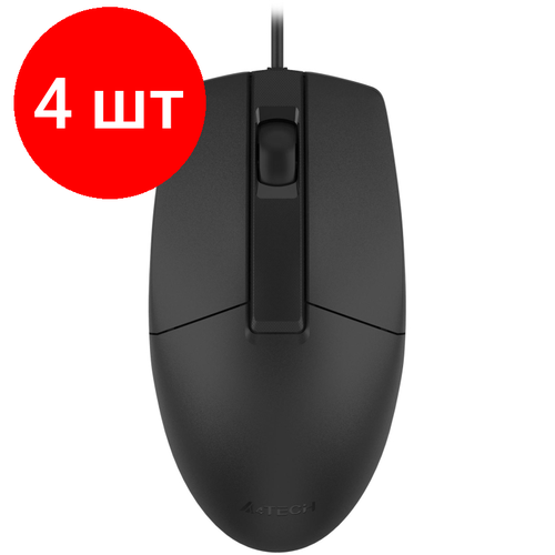 Комплект 4 штук, Мышь компьютерная A4Tech (OP-330S (BLACK)) оптическая (1200dpi/3but) мышь компьютерная a4tech op 330s black оптическая 1200dpi 3but 1777615