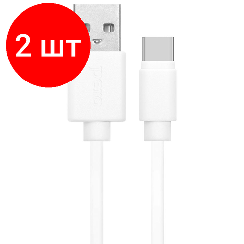 Комплект 2 штук, Кабель PERO, DC-03, Type-C, 2.5А, 2м, Fast charge, белый дата кабель pero dc 03 type c 3а 1м белый fast charge