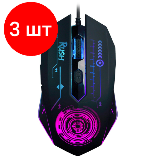 мышь проводная игровая smartbuy 915 rush zvezda черная sbm 915g k 40 Комплект 3 штук, Мышь компьютерная Smartbuy RUSH Mission проводная черная (SBM-727G-K)/40