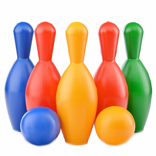 Кегли с мячами (5 кеглей, 2 мяча) в сетке