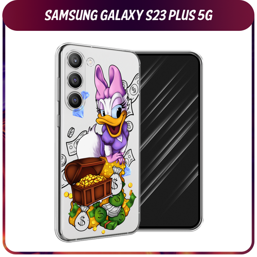 Силиконовый чехол на Samsung Galaxy S23 Plus 5G / Самсунг S23 Плюс 5G Rich Daisy Duck, прозрачный