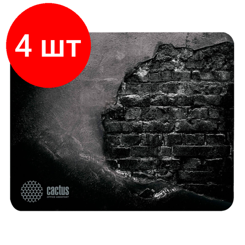 Комплект 4 штук, Коврик для мыши Cactus CS-MP-DWM Brick Wall Средний 300x250x3мм