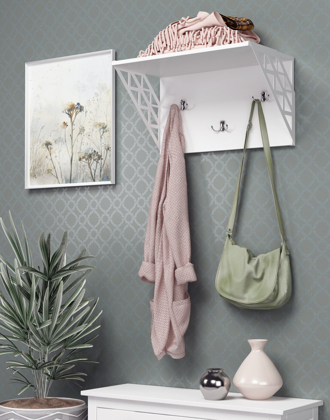 фото Настенная вешалка для одежды, полка для одежды, REGENT style, вешалка Аврора, 330*600*330