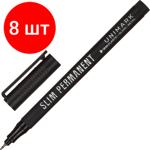 Комплект 8 штук, Маркер перманентный BrunoVisconti для CD UNIMARK SLIM черный 22-0028