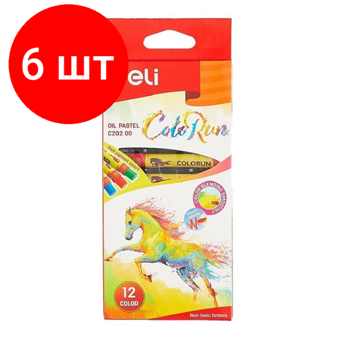 Комплект 6 наб, Пастель масляная Deli ColoRun 12цв, EC20200