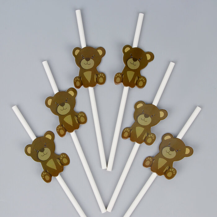 Страна Карнавалия Трубочки для коктейля «Медвежата», набор 6 шт.