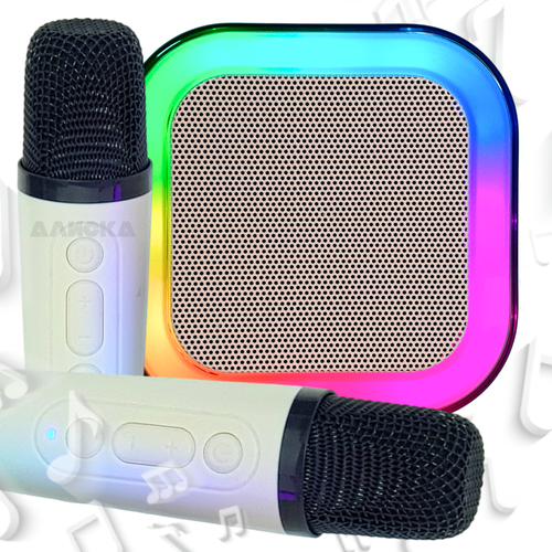 Беспроводная детская караоке колонка с RGB-подсветкой и 2 микрофонами, белая беспроводной bluetooth микрофон для караоке детская музыкальная домашняя портативная колонка развивающие игрушки для детей подарок на день р