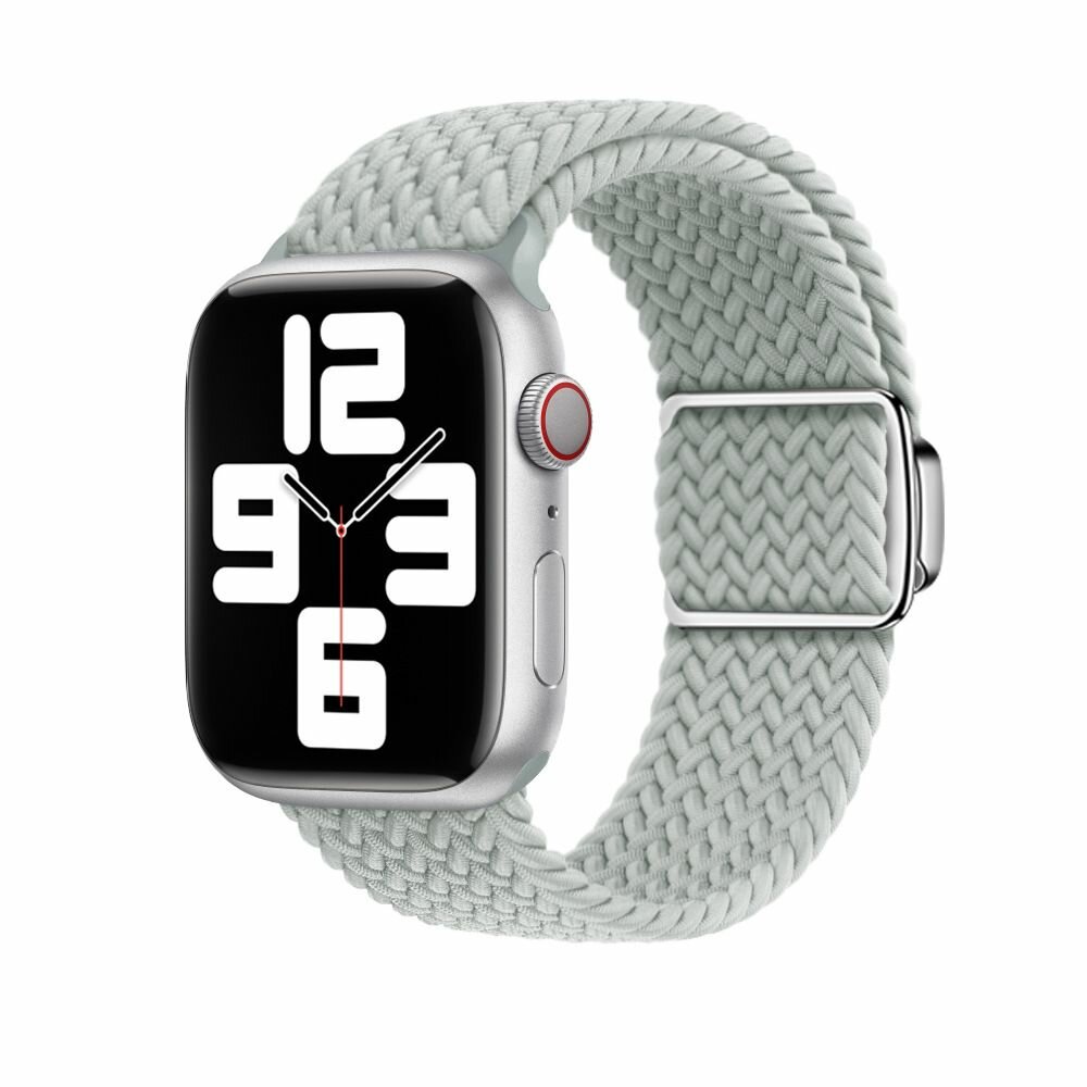 Эластичный тканевый ремешок с магнитной застёжкой для Apple Watch 1-5 6 7 8 9 серии и SE (38, 40, 41 мм), серый светлый