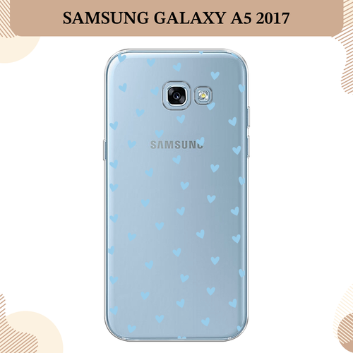 Силиконовый чехол "Голубый сердечки" на Samsung Galaxy A5 2017 / Самсунг Галакси A5 2017, прозрачный