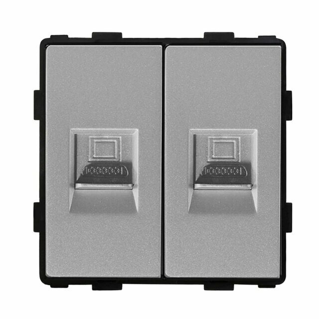 Механизм розетки интернет RJ-45, CAT5e/CAT5e, цвет серый