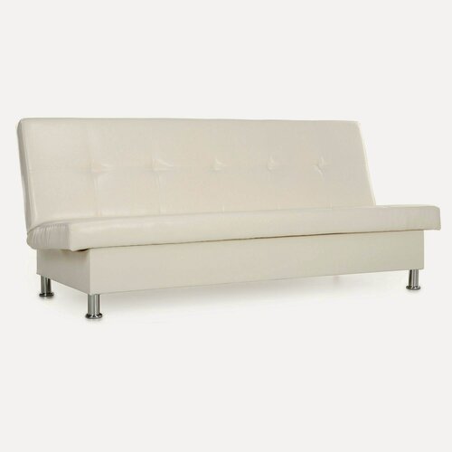 Изображение товара Диван-кровать прямой Beneli скуп для гостиной без подлокотников, белый, Экокожа, механизм Клик-кляк, 187х80х82см, 1шт