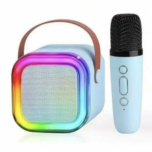 Мини караоке Bluetooth колонка с 1 микрофоном K12 голубая 215900₽