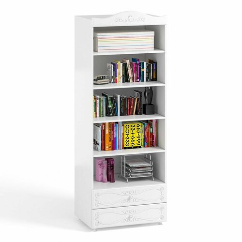 Шкаф-стеллаж Открытый с ящиками ширина 800 гл410 Катрин-К ИТ-51 Италия Белое дерево 14857₽