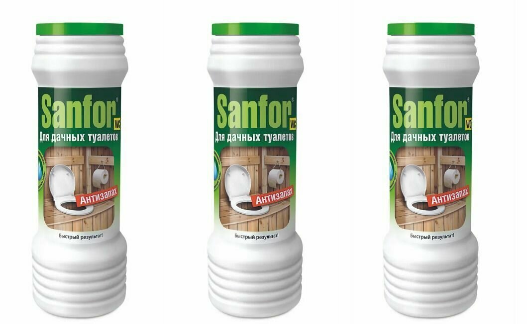 Sanfor Средство дезодорирующее для дачных туалетов Антизапах, 400 г, 3 шт