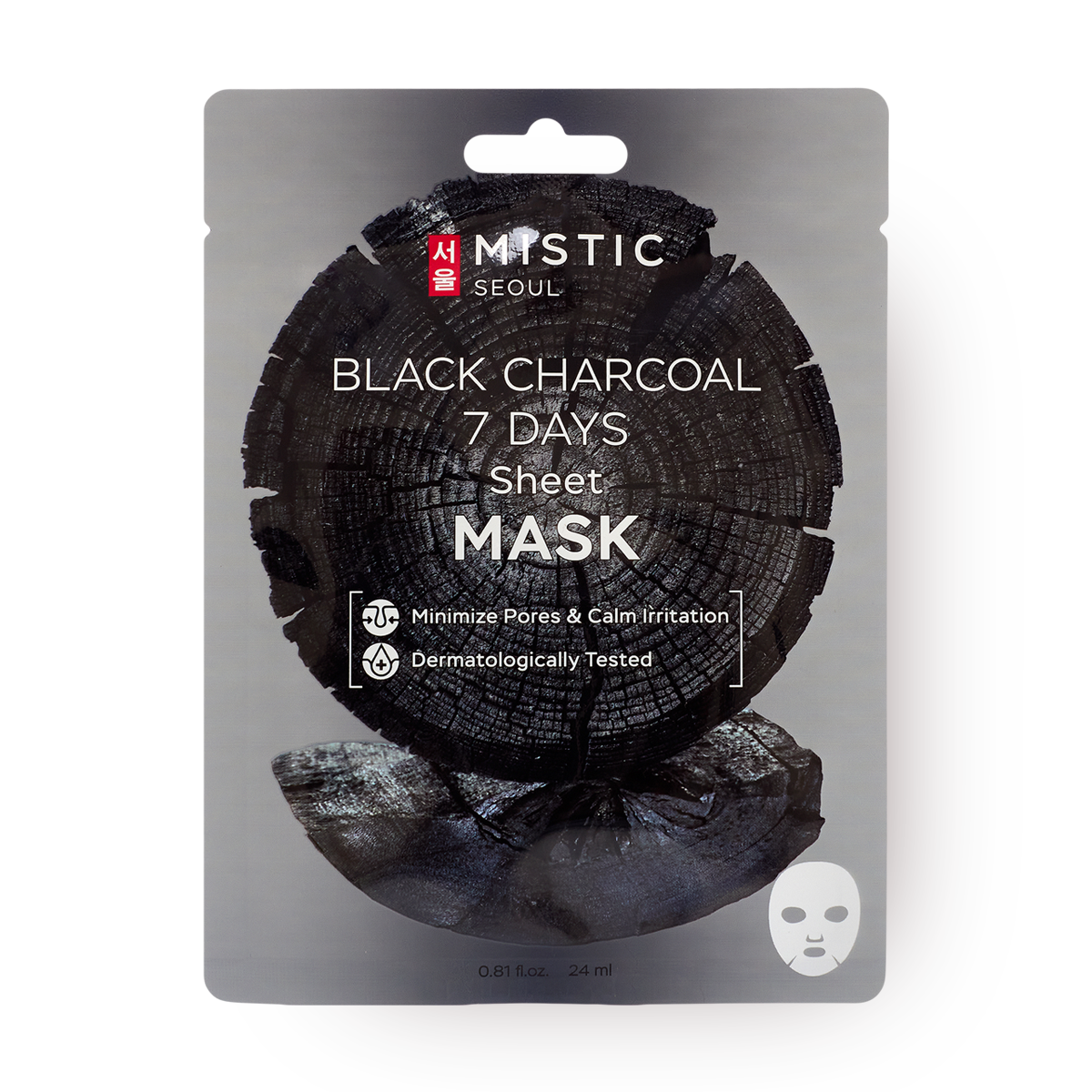 Тканевая маска для лица Mistic Seoul Black Charcoal All days с древесным углём