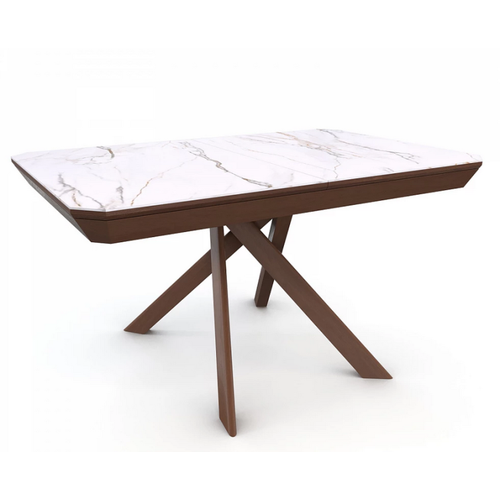 Стол BEZZO 1400 RRC с керамогранитом GILT WHITE/орех американский