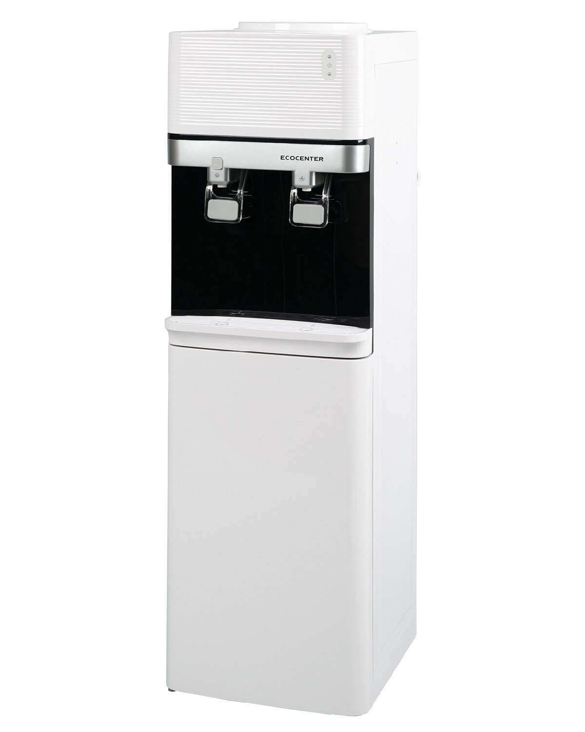 Кулер для воды ECOCENTER (диспенсер) для воды напольный с нагревом и компрессорным охлаждением A-F555C с шкафчиком, белый