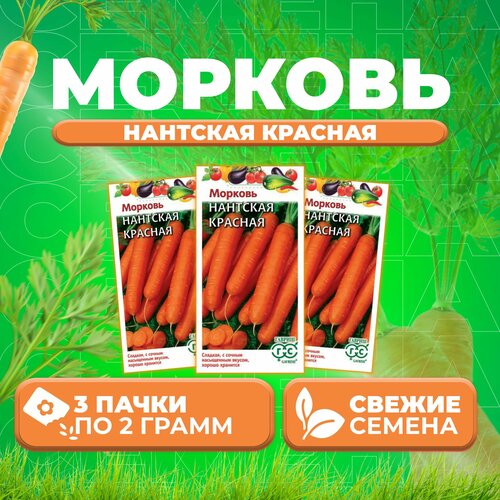 Морковь Нантская красная, 2,0г, Гавриш, Овощная коллекция (3 уп)