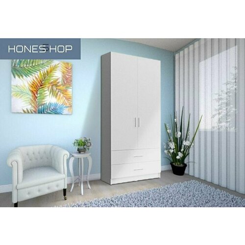 Шкаф 2.2 Юстас ЛДСП белый, 80х52х200