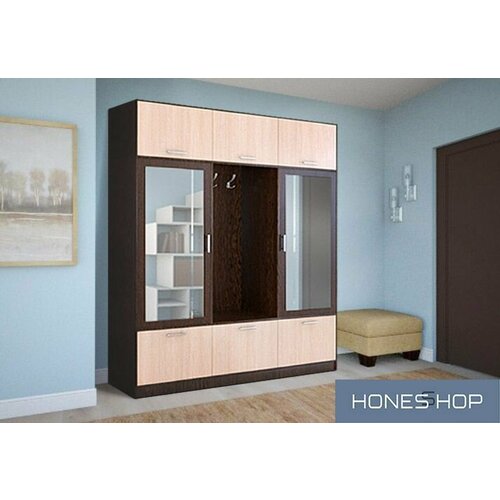 Прихожая Ирида ЛДСП корпус венге цава фасад дуб молочный 186х63х225 61984₽