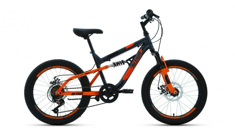 Велосипед ALTAIR MTB FS 20 D (20" 6 ск. рост. 14") 2022, темно-серый/оранжевый, RBK22AL20049