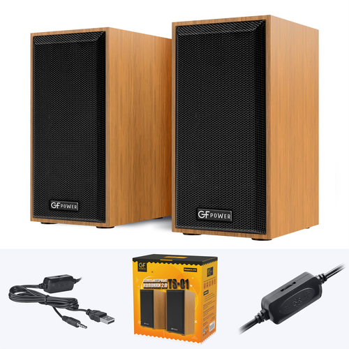 Колонки для компьютера GFPoWeR TS-01 20 6Вт питание от USB светлое дерево 65000₽