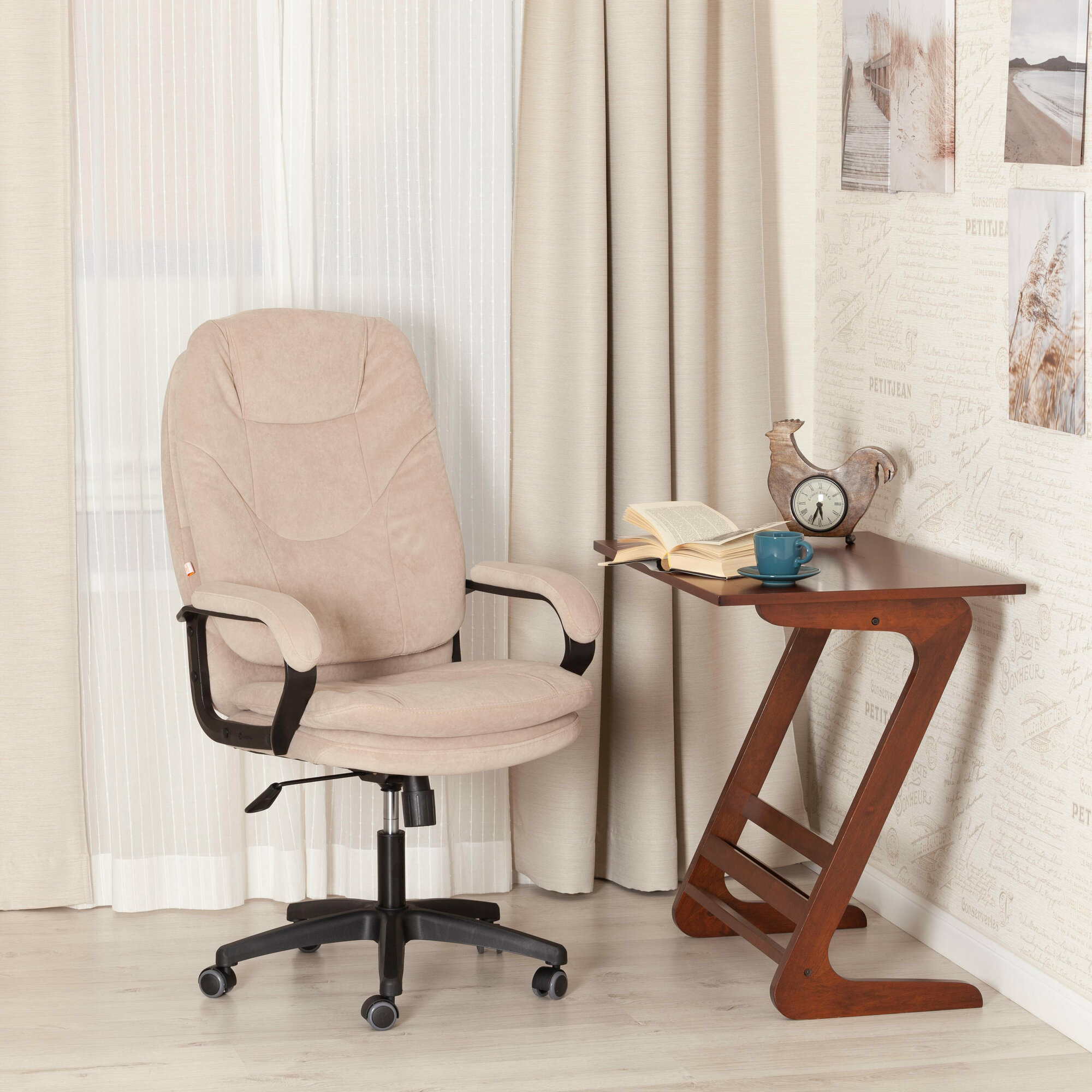 Кресло руководителя Tetchair COMFORT LT (22) флок , бежевый, 7