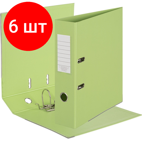 Комплект 6 штук, Папка-регистратор Attache Bright colours 80 мм мет. уг. лайм, ПБП2, карм. кор