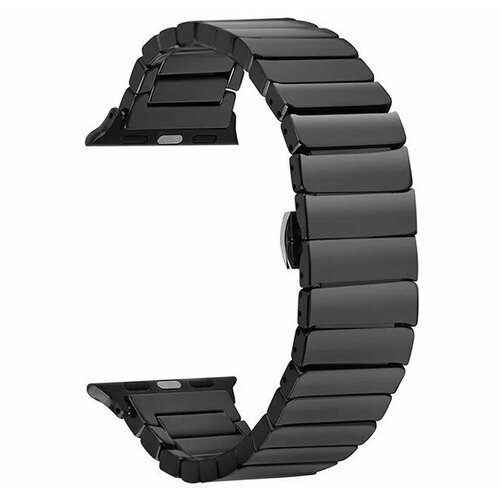 Керамический черный блочный ремешок с застежкой для Apple Watch 38-40-41 mm, Series 1-9, SE, / Браслет для умных смарт часов Эпл Вотч 38/40/41 мм